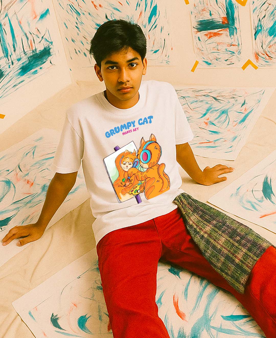 Grumpy cat makes art