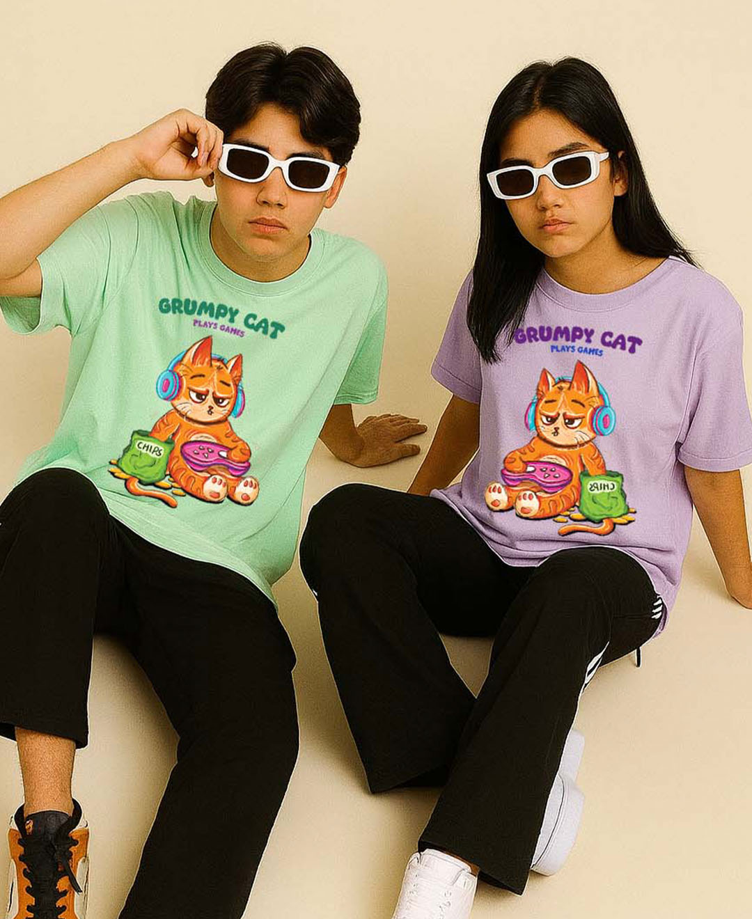 Grumpy cat plays games